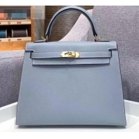 Grade Hermes Kelly 25cm Bag in Original Epsom Leather H091420 Baby Blue