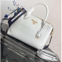 Top Quality PRADA Calf leather TOTE bag 1BA157 white