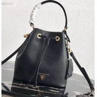 Classic Hot  Prada Saffiano Leather Bucket Bag 1BZ032 Black