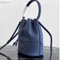 Classic Prada Leather Bucket Bag 1BH038 Blue