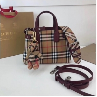 Imitation BURBERRY Baby Banner checked cross-body bag 10443 Burgundy