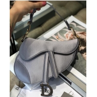 Chic Small Dior Mini Saddle Satin Crystal Bag M0447 Gray