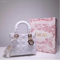 Unique Imitation Dior lucky badges Original sheepskin Tote Bag A88035 white