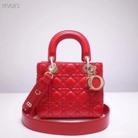 Top Quality Dior lucky badges Original sheepskin Tote Bag A88035 red