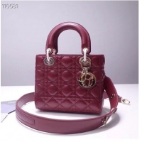 Buy Grade Dior lucky badges Original sheepskin Tote Bag A88035 burgundy