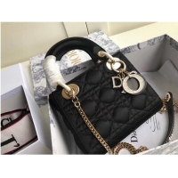 Grade Wholesale MINI LADY DIOR SATIN BAG M424 black