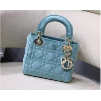 New Style MINI LADY DIOR Velvet BAG M424 Light Blue