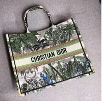 Elegant DIOR BOOK TOTE BAG IN EMBROIDERED CANVAS C1286 Green