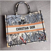 Sophisticated DIOR BOOK TOTE BAG IN EMBROIDERED CANVAS C1286 Light Grey