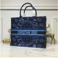 Imitation DIOR BOOK TOTE BAG IN EMBROIDERED CANVAS C1286 Navy