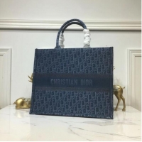 Top Discount DIOR BOOK TOTE BAG IN EMBROIDERED CANVAS C1286 Blue