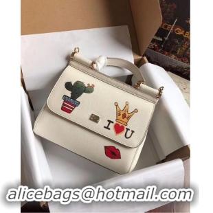 Hot Sell Cheap Dolce & Gabbana SICILY Bag Calfskin Leather 4136 white