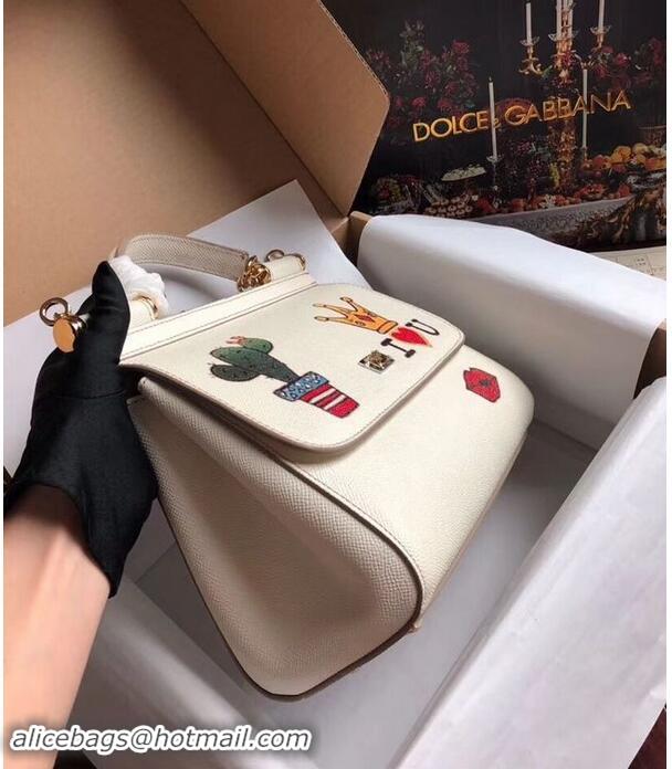 Hot Sell Cheap Dolce & Gabbana SICILY Bag Calfskin Leather 4136 white