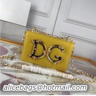 Lowest Price Dolce & Gabbana Original Leather Shoulder Bag BB6315 Yellow