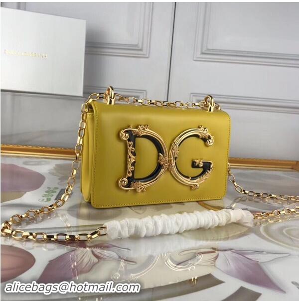 Lowest Price Dolce & Gabbana Original Leather Shoulder Bag BB6315 Yellow