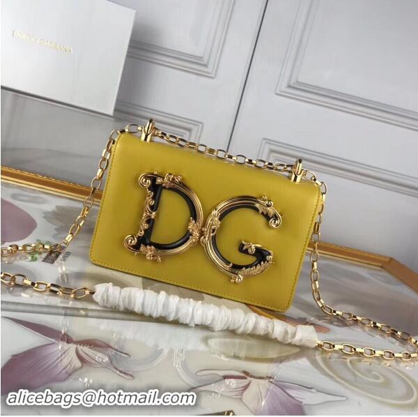 Lowest Price Dolce & Gabbana Original Leather Shoulder Bag BB6315 Yellow