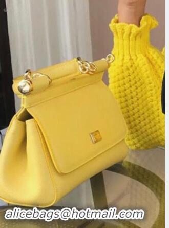 Low Cost Dolce & Gabbana SICILY Bag Calfskin Leather 4139 yellow