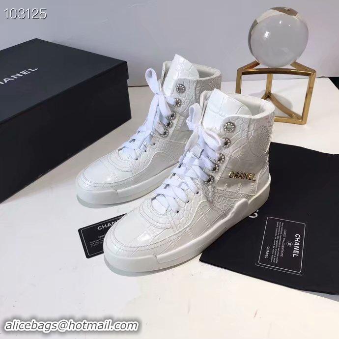 Unique Style Chanel Shoes Crocodile CH2535JYX White