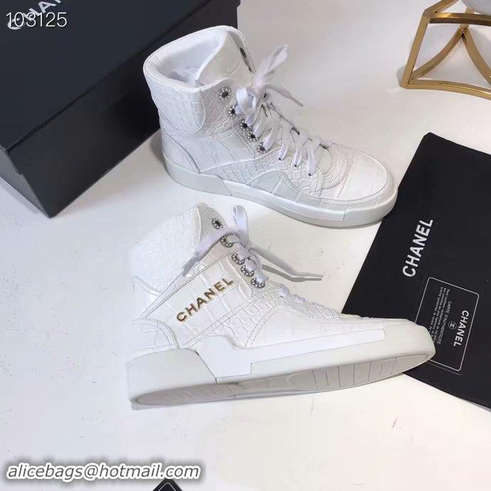 Unique Style Chanel Shoes Crocodile CH2535JYX White