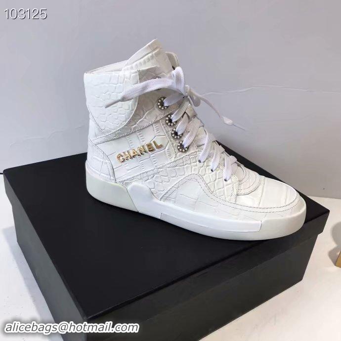 Unique Style Chanel Shoes Crocodile CH2535JYX White