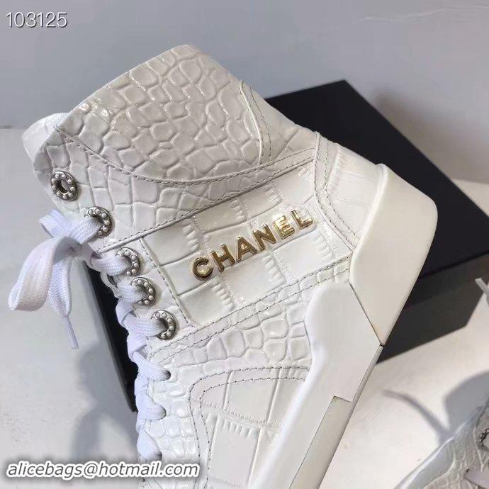 Unique Style Chanel Shoes Crocodile CH2535JYX White