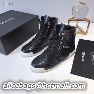 Best Grade Chanel Shoes Crocodile CH2535JYX Black