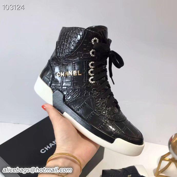 Best Grade Chanel Shoes Crocodile CH2535JYX Black