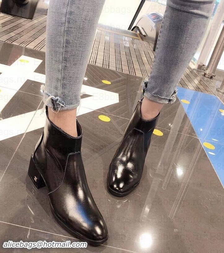 Classic Specials Chanel Waxy Calfskin Ankle Boots CH253811 Black 2019