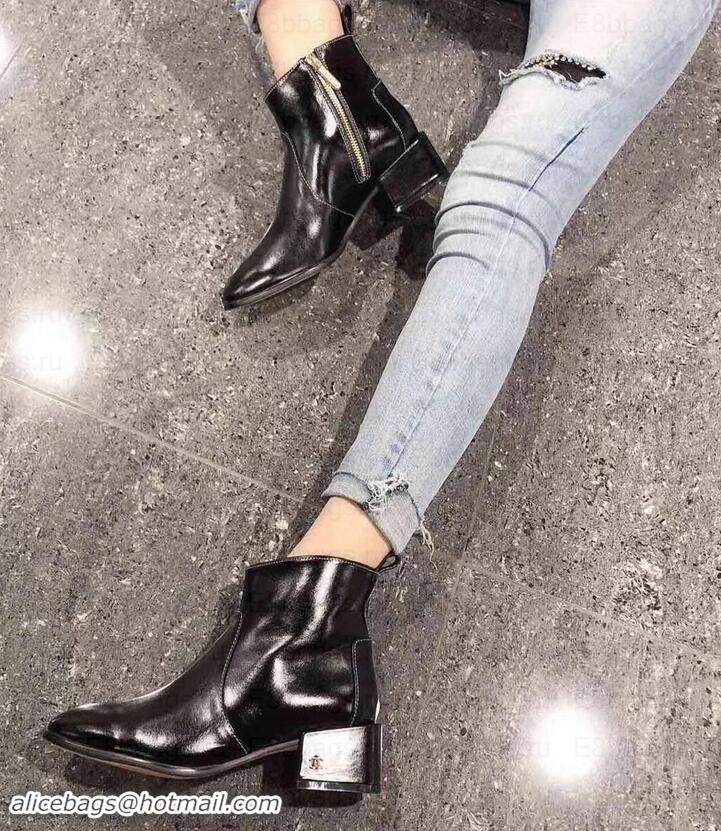 Classic Specials Chanel Waxy Calfskin Ankle Boots CH253811 Black 2019