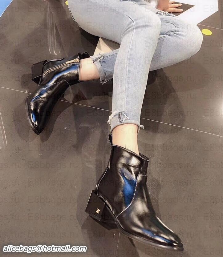 Classic Specials Chanel Waxy Calfskin Ankle Boots CH253811 Black 2019