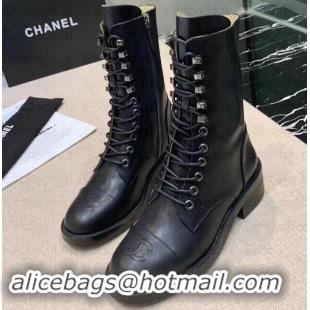 Sophisticated Chanel Calfskin Lace-Ups Boots G34953 Black 2019