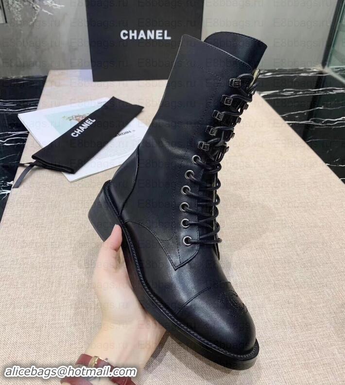 Sophisticated Chanel Calfskin Lace-Ups Boots G34953 Black 2019