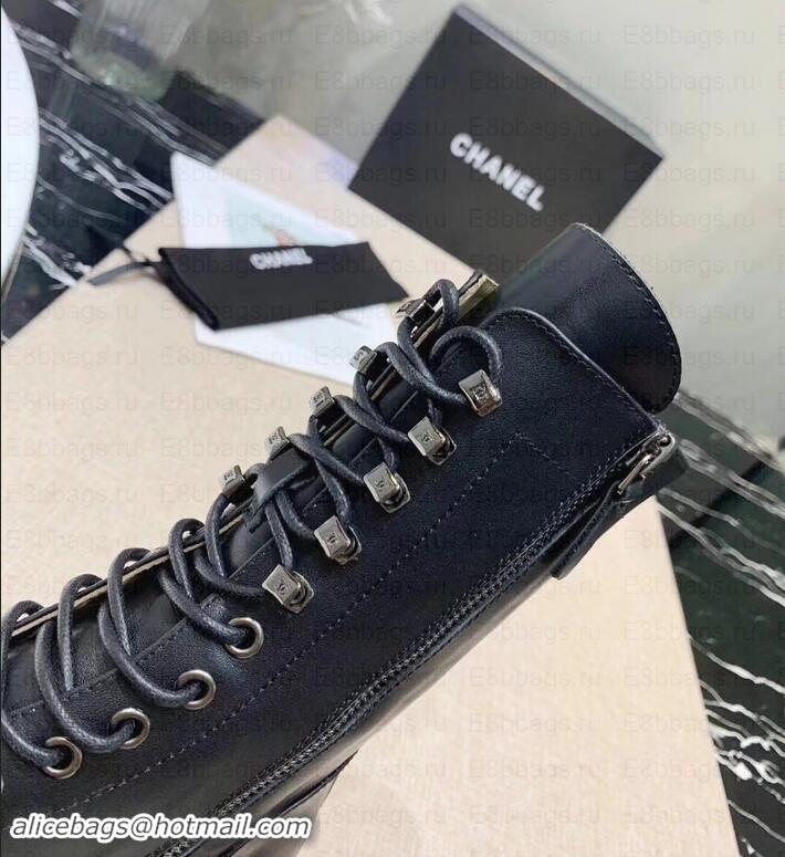 Sophisticated Chanel Calfskin Lace-Ups Boots G34953 Black 2019