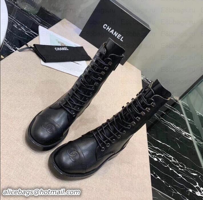 Sophisticated Chanel Calfskin Lace-Ups Boots G34953 Black 2019