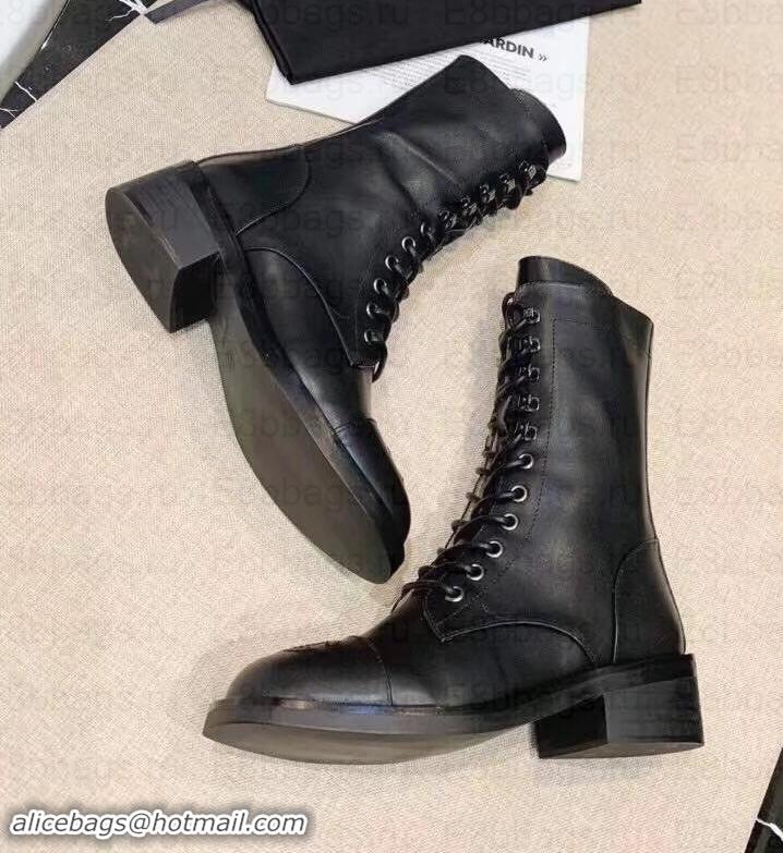 Sophisticated Chanel Calfskin Lace-Ups Boots G34953 Black 2019