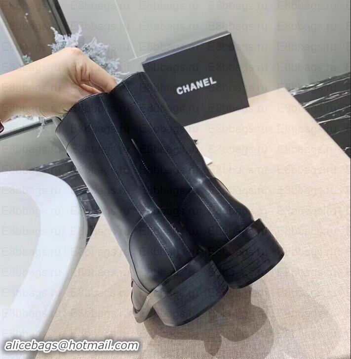 Sophisticated Chanel Calfskin Lace-Ups Boots G34953 Black 2019