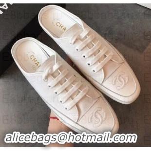 Purchase Chanel Canvas CC Logo Open-back Sneakers G348661 White 2019