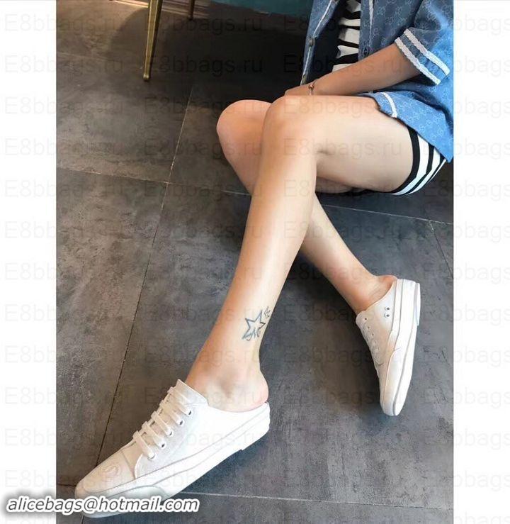 Purchase Chanel Canvas CC Logo Open-back Sneakers G348661 White 2019