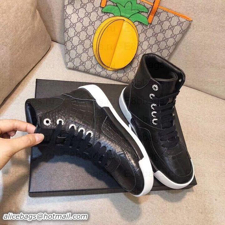 Unique Style Chanel Crocodile Embossed Calfskin Sneakers G35079 Black 2019