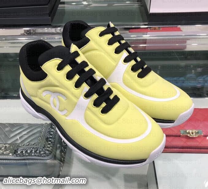 Best Grade Chanel Lycra Sneakers G34765 Yellow 2019