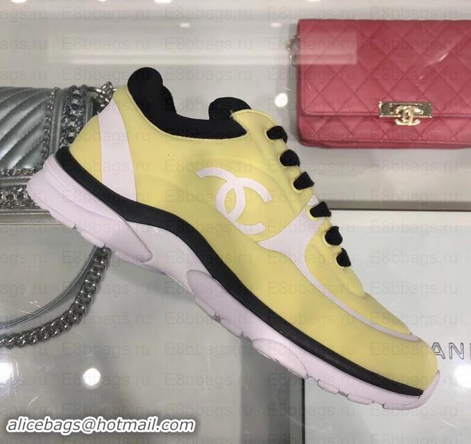 Best Grade Chanel Lycra Sneakers G34765 Yellow 2019