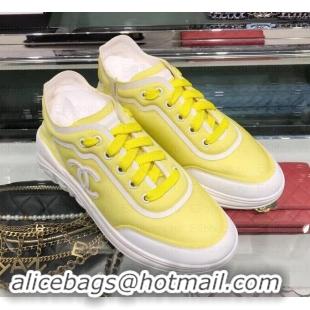 Luxury Chanel Mesh and Lycra Sneakers G34763 Yellow 2019