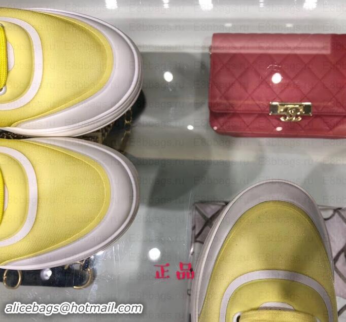 Luxury Chanel Mesh and Lycra Sneakers G34763 Yellow 2019