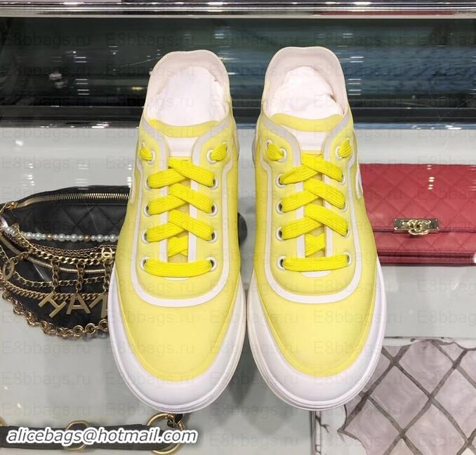 Luxury Chanel Mesh and Lycra Sneakers G34763 Yellow 2019