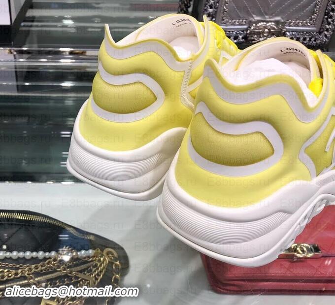 Luxury Chanel Mesh and Lycra Sneakers G34763 Yellow 2019