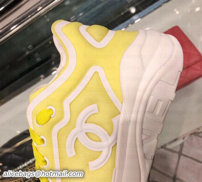 Luxury Chanel Mesh and Lycra Sneakers G34763 Yellow 2019