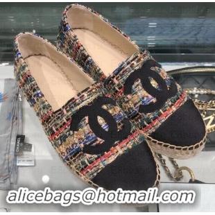 Grade Quality Chanel Tweed and Grosgrain Espadrilles G29762 Black/Multicolor 2019