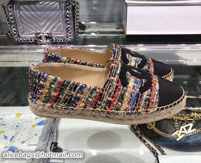 Grade Quality Chanel Tweed and Grosgrain Espadrilles G29762 Black/Multicolor 2019