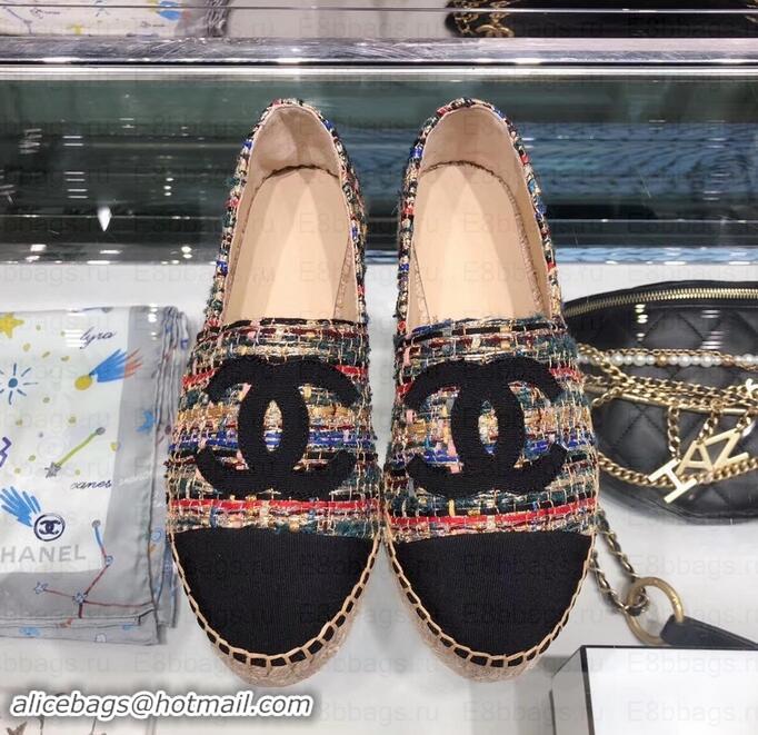 Grade Quality Chanel Tweed and Grosgrain Espadrilles G29762 Black/Multicolor 2019