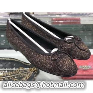 Charming Chanel Metallic Grained Calfskin Classic Bow Ballerinas Flats G02819 Bronze 2019